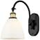 Ballston Bristol Glass 8" Incandescent Sconce - Black Brass - White Sh