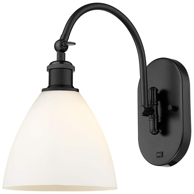 Image 1 Ballston Bristol Glass 8" Incandescent Sconce - Black Finish - White S