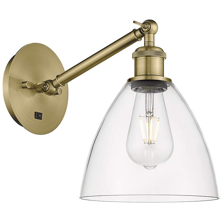 Image 1 Ballston Bristol Glass 8" Incandescent Sconce - Brass Finish - Clear S