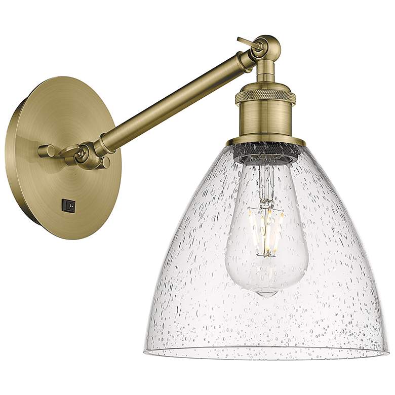 Image 1 Ballston Bristol Glass 8" Incandescent Sconce - Brass Finish - Seedy S