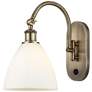 Ballston Bristol Glass 8" Incandescent Sconce - Brass Finish - White S