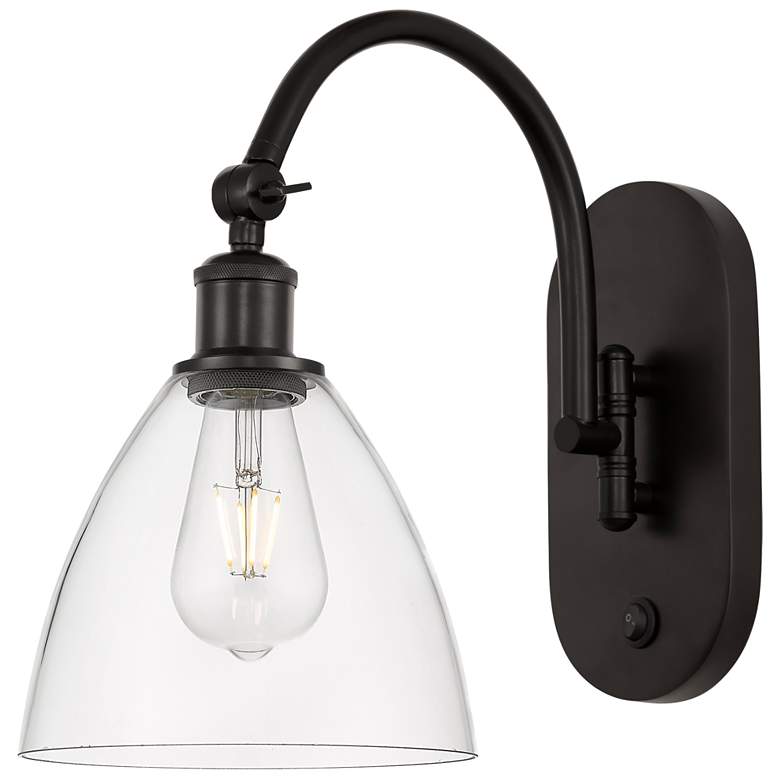 Image 1 Ballston Bristol Glass 8" Incandescent Sconce - Bronze Finish - Clear