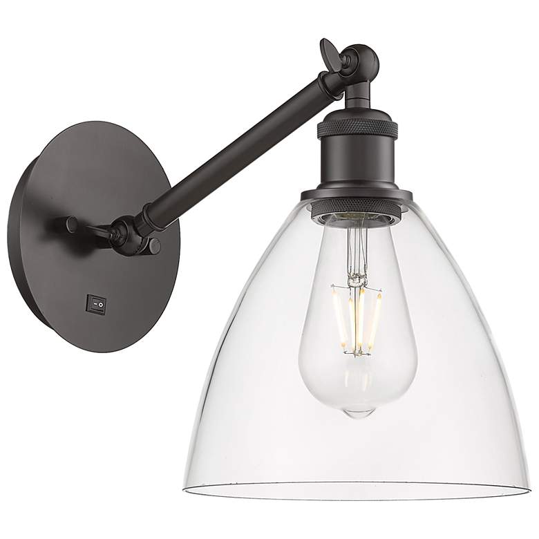 Image 1 Ballston Bristol Glass 8" Incandescent Sconce - Bronze Finish - Clear