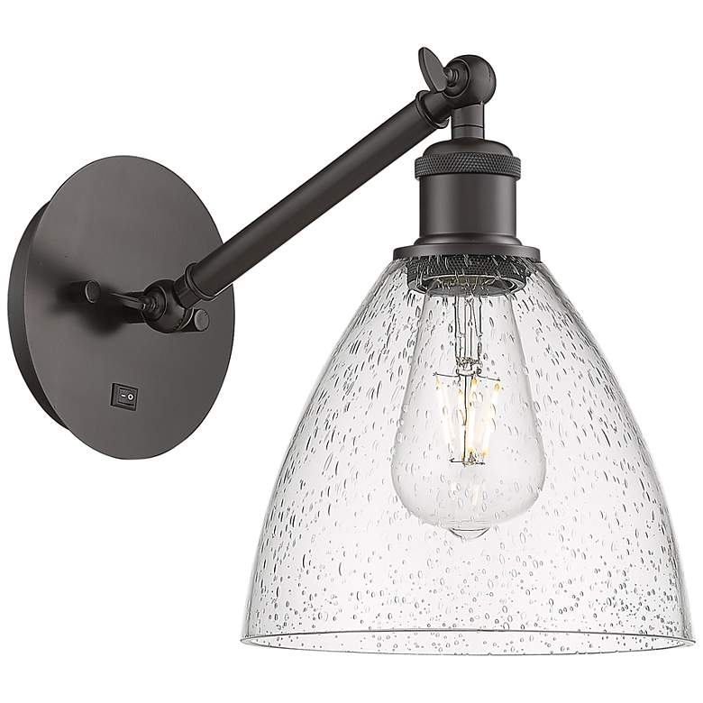 Image 1 Ballston Bristol Glass 8" Incandescent Sconce - Bronze Finish - Seedy