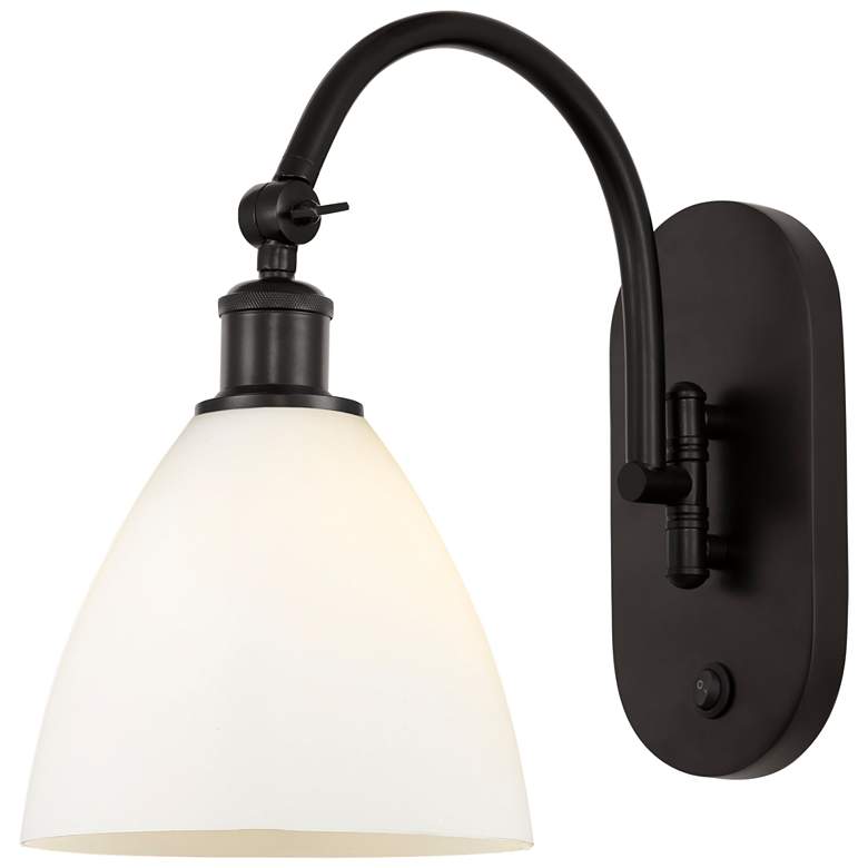 Image 1 Ballston Bristol Glass 8" Incandescent Sconce - Bronze Finish - White