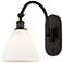 Ballston Bristol Glass 8" Incandescent Sconce - Bronze Finish - White