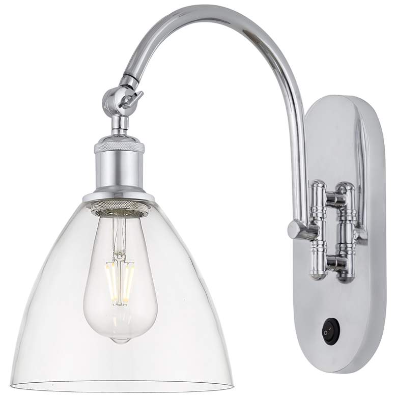 Image 1 Ballston Bristol Glass 8" Incandescent Sconce - Chrome Finish - Clear