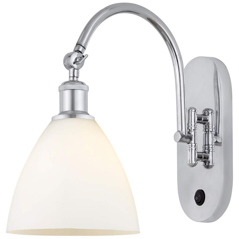 Image 1 Ballston Bristol Glass 8" Incandescent Sconce - Chrome Finish - White