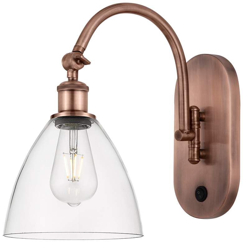 Image 1 Ballston Bristol Glass 8" Incandescent Sconce - Copper Finish - Clear