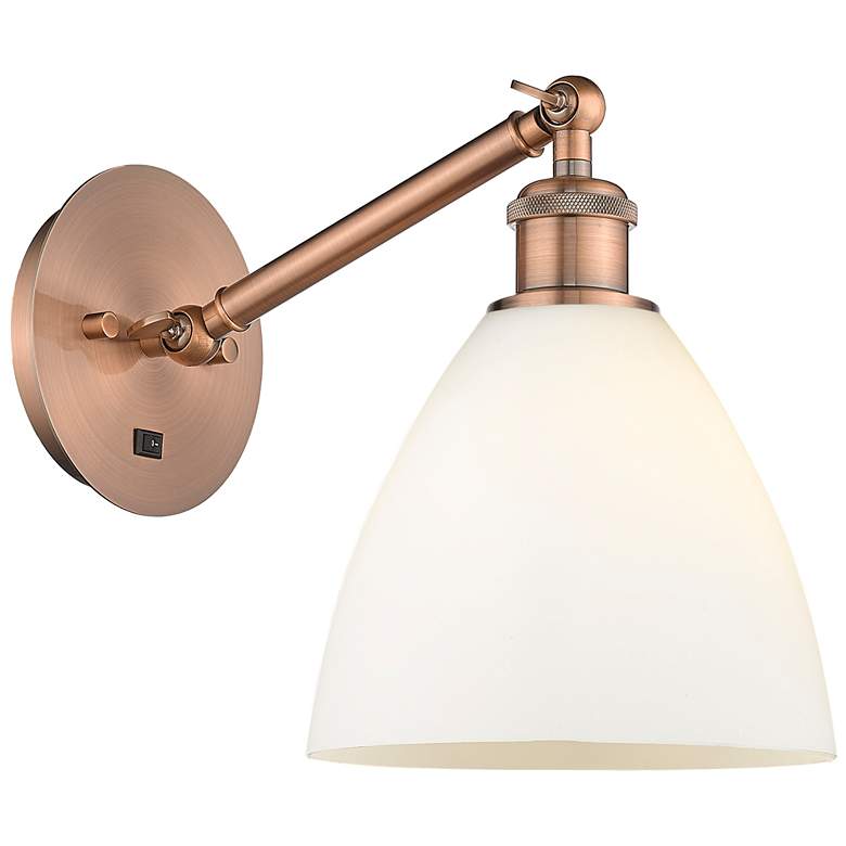 Image 1 Ballston Bristol Glass 8" Incandescent Sconce - Copper Finish - White