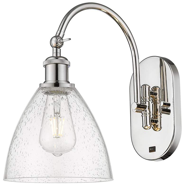 Image 1 Ballston Bristol Glass 8" Incandescent Sconce - Nickel Finish - Seedy