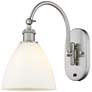 Ballston Bristol Glass 8" Incandescent Sconce - Nickel Finish - White