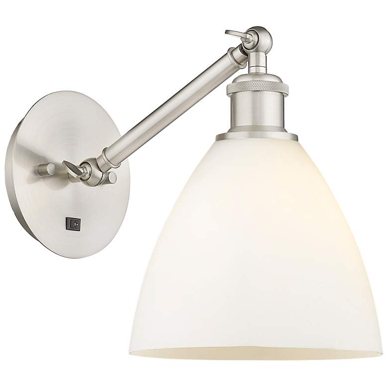 Image 1 Ballston Bristol Glass 8" Incandescent Sconce - Nickel Finish - White