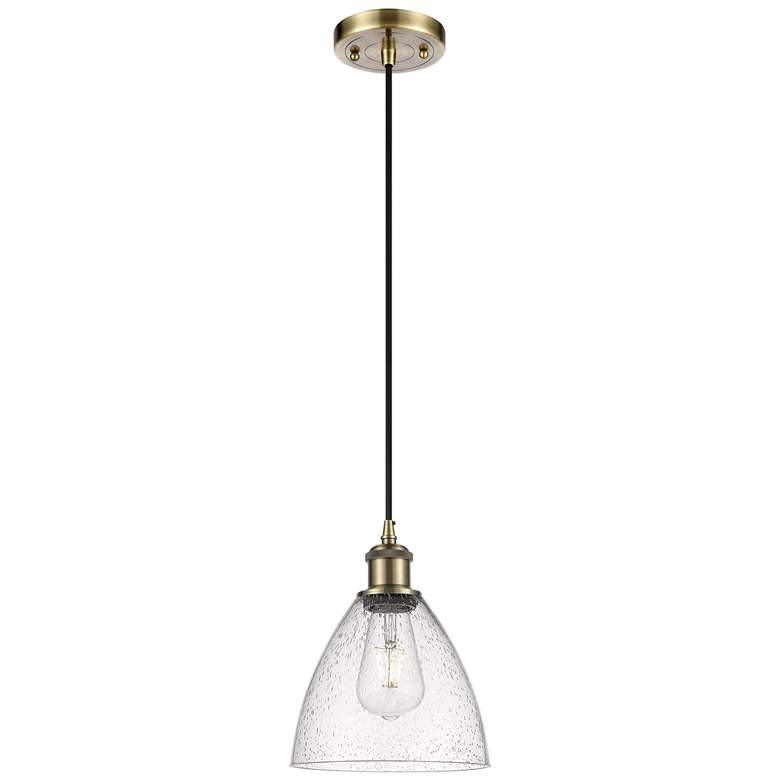 Image 1 Ballston Bristol Glass 8" LED Mini Pendant - Antique Brass - Seedy Sha