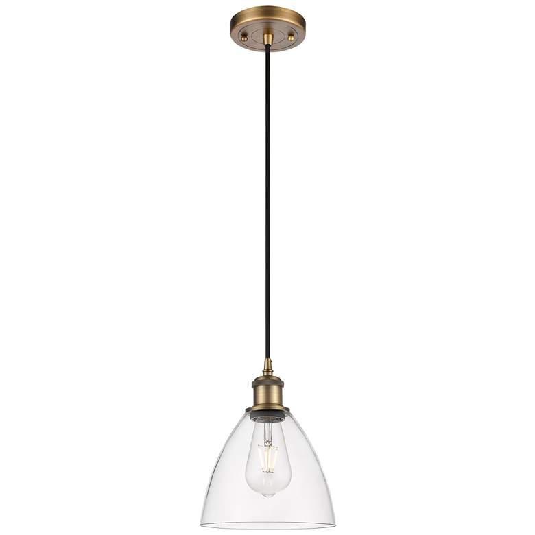 Image 1 Ballston Bristol Glass 8" LED Mini Pendant - Brushed Brass - Clear Sha