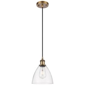 Ballston Bristol Glass 8" LED Mini Pendant - Brushed Brass - Clear Sha Ballston Bristol Glass 8" LED Mini Pendant - Brushed Brass - Clear Sha