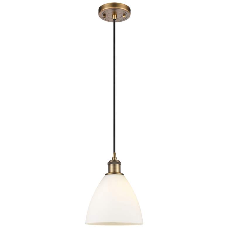 Image 1 Ballston Bristol Glass 8" LED Mini Pendant - Brushed Brass - Matte Whi