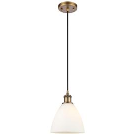 Ballston Bristol Glass 8" LED Mini Pendant - Brushed Brass - Matte Whi Ballston Bristol Glass 8" LED Mini Pendant - Brushed Brass - Matte Whi
