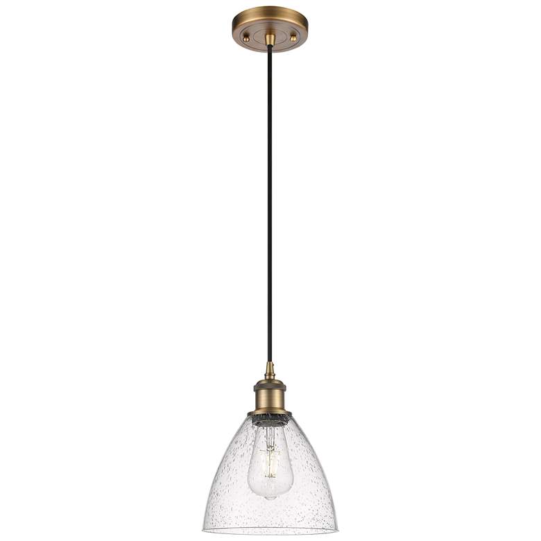 Image 1 Ballston Bristol Glass 8" LED Mini Pendant - Brushed Brass - Seedy Sha