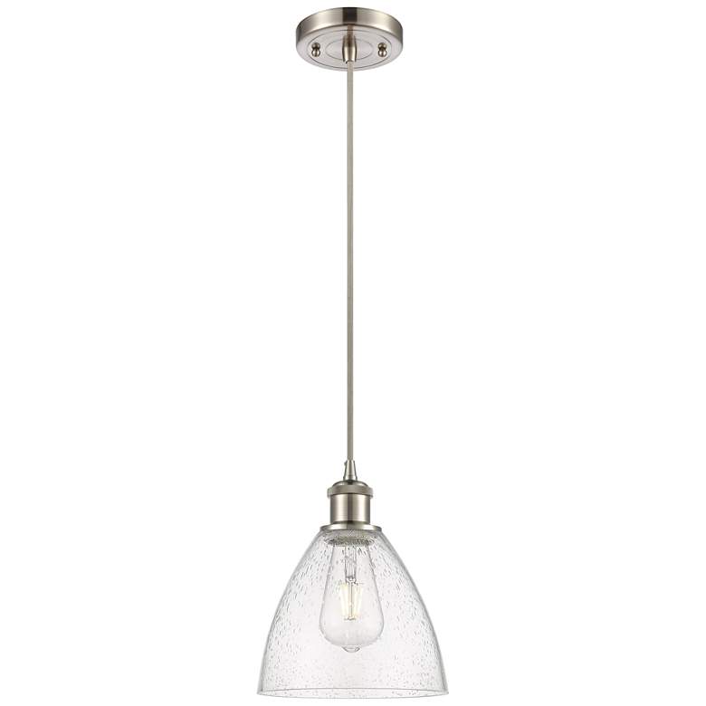 Image 1 Ballston Bristol Glass 8" LED Mini Pendant - Brushed Satin Nickel - Se