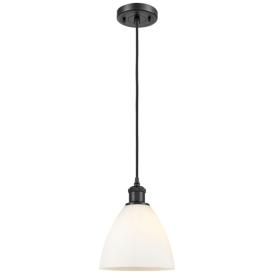 Ballston Bristol Glass 8" LED Mini Pendant - Matte Black - Matte White Ballston Bristol Glass 8" LED Mini Pendant - Matte Black - Matte White