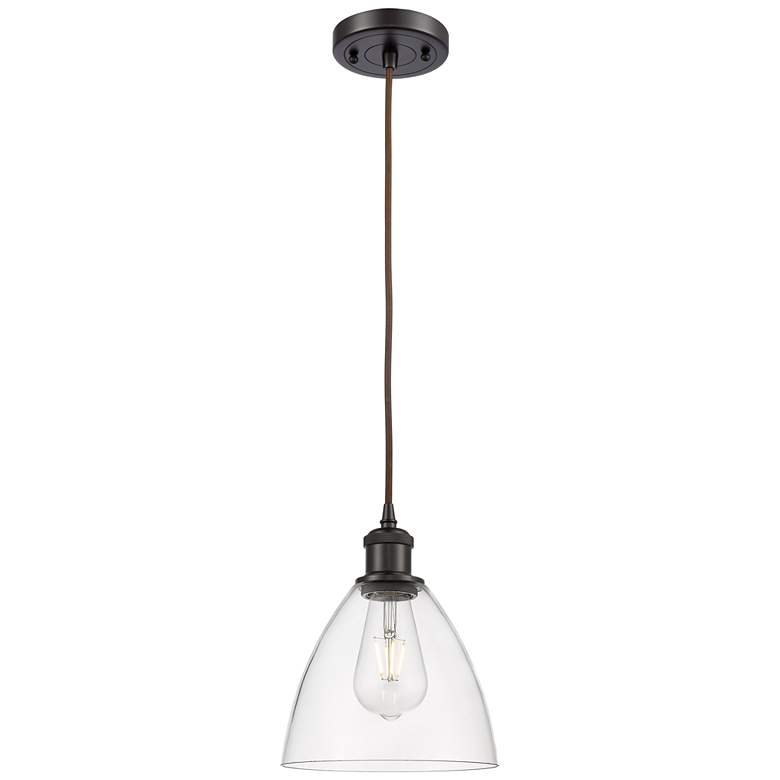 Image 1 Ballston Bristol Glass 8" LED Mini Pendant - Oil Rubbed Bronze - Clear