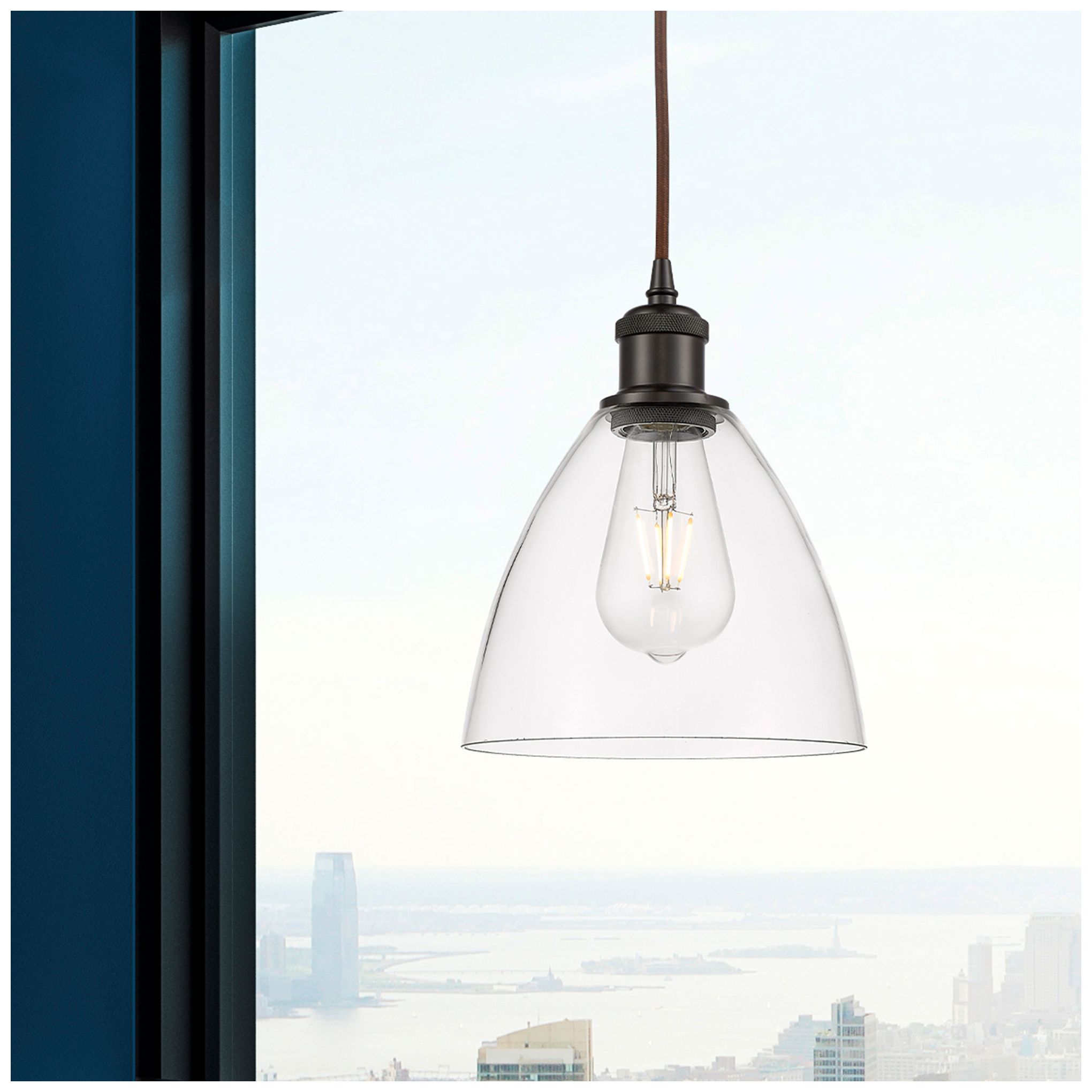 Image 2 Ballston Bristol Glass 8" LED Mini Pendant - Oil Rubbed Bronze - Clear more views