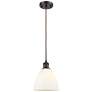 Ballston Bristol Glass 8" LED Mini Pendant - Oil Rubbed Bronze - White