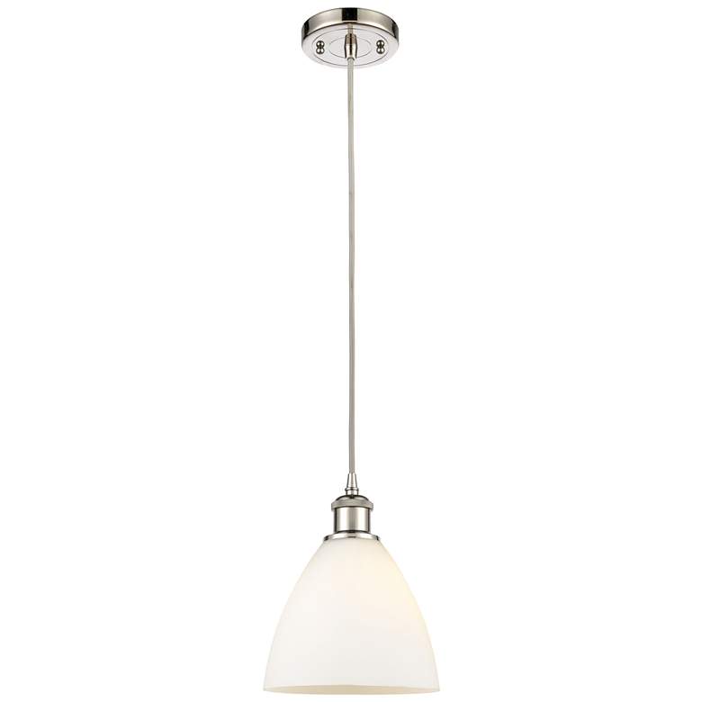 Image 1 Ballston Bristol Glass 8" LED Mini Pendant - Polished Nickel - Matte W