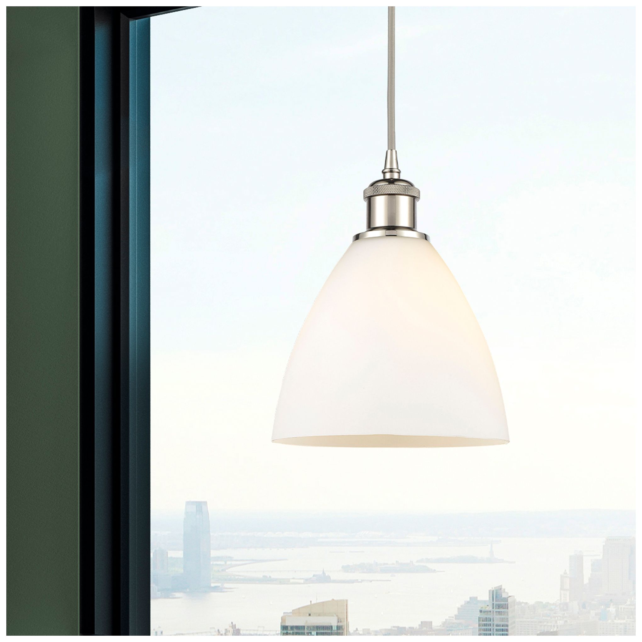 Image 2 Ballston Bristol Glass 8" LED Mini Pendant - Polished Nickel - Matte W more views