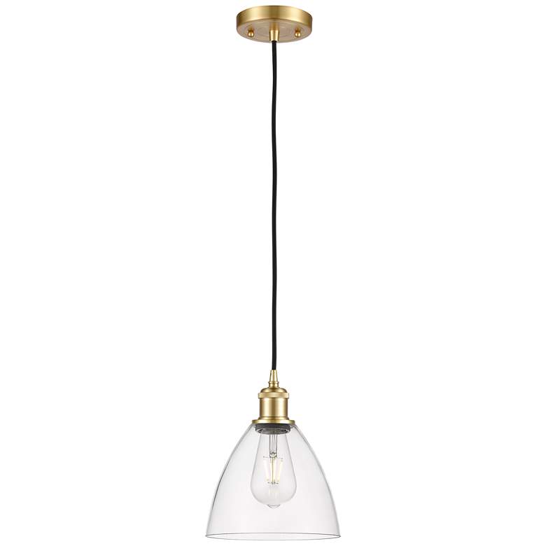 Image 1 Ballston Bristol Glass 8" LED Mini Pendant - Satin Gold - Clear Shade