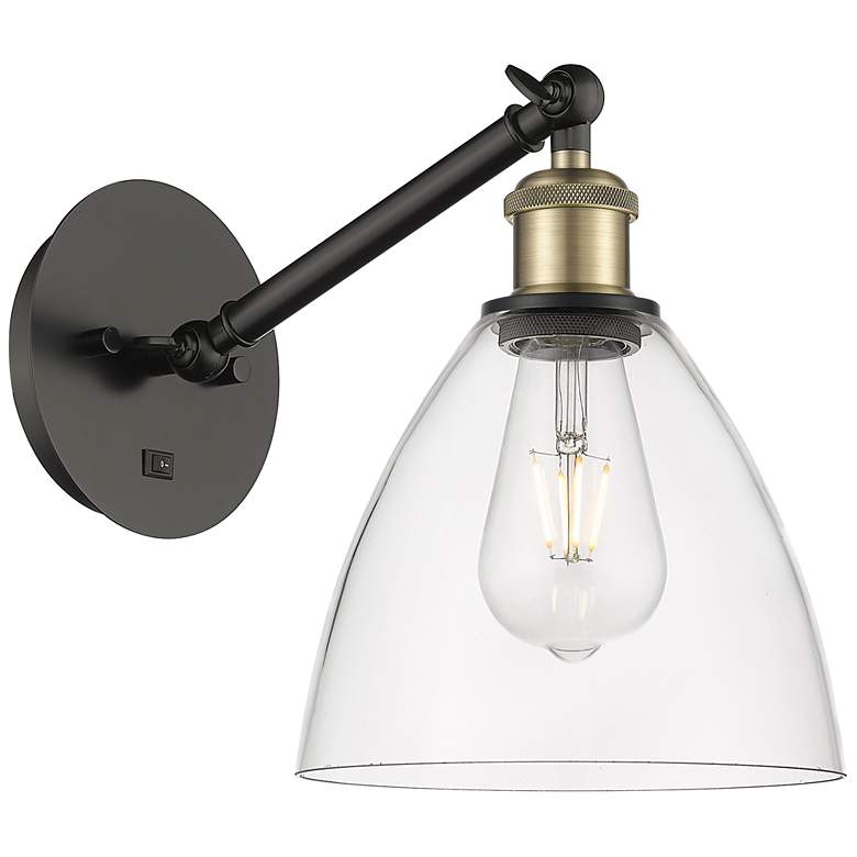 Image 1 Ballston Bristol Glass 8" LED Sconce - Black Brass Finish - Clear Shad