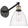 Ballston Bristol Glass 8" LED Sconce - Black Brass Finish - Clear Shad