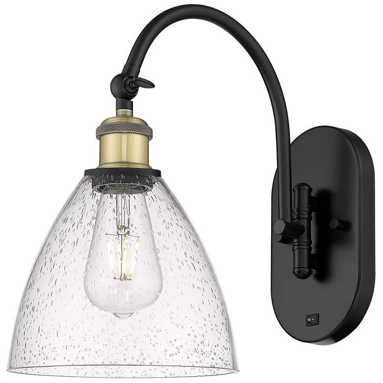 Image 1 Ballston Bristol Glass 8" LED Sconce - Black Brass Finish - Seedy Shad