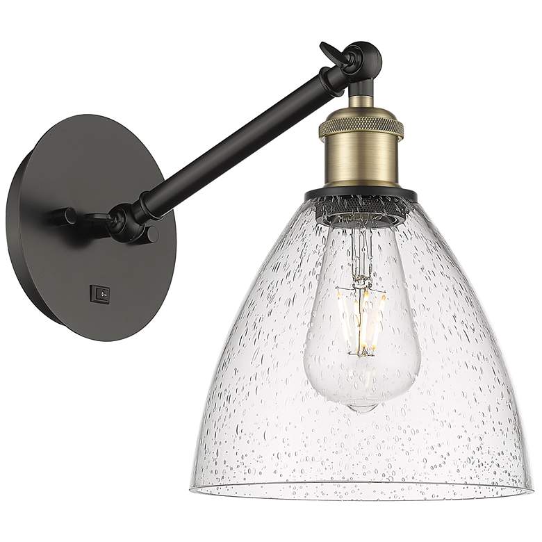 Image 1 Ballston Bristol Glass 8" LED Sconce - Black Brass Finish - Seedy Shad