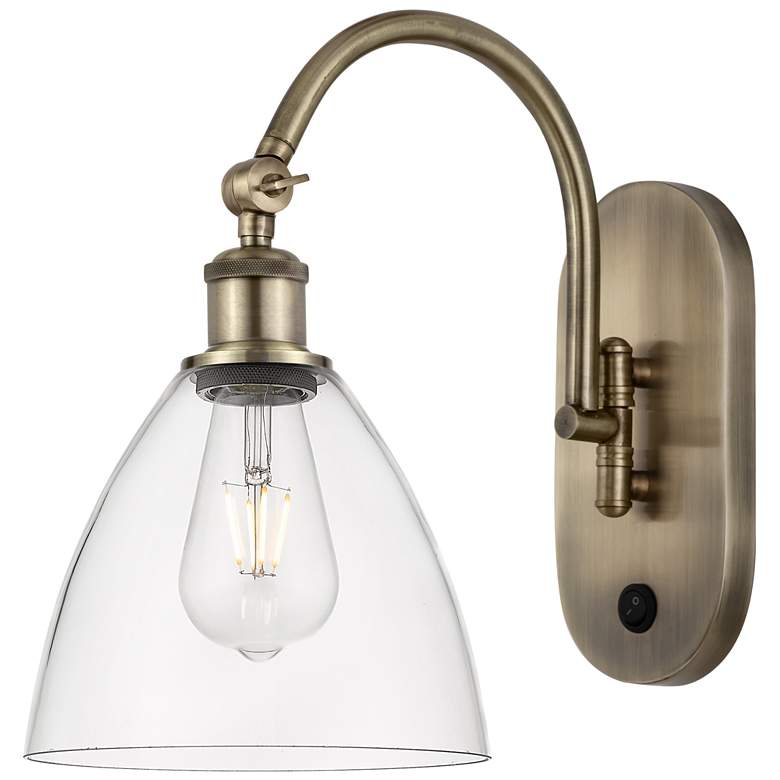 Image 1 Ballston Bristol Glass 8" LED Sconce - Brass Finish - Clear Shade