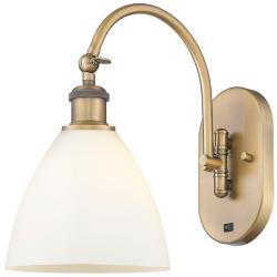 Ballston Bristol Glass 8" LED Sconce - Brass Finish - Matte White Shad
