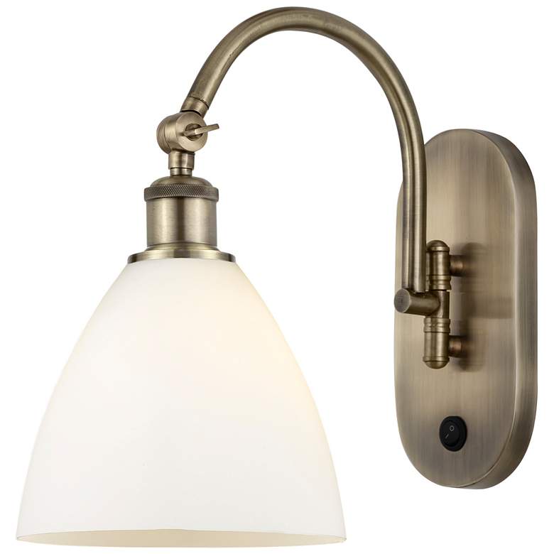 Image 1 Ballston Bristol Glass 8" LED Sconce - Brass Finish - Matte White Shad