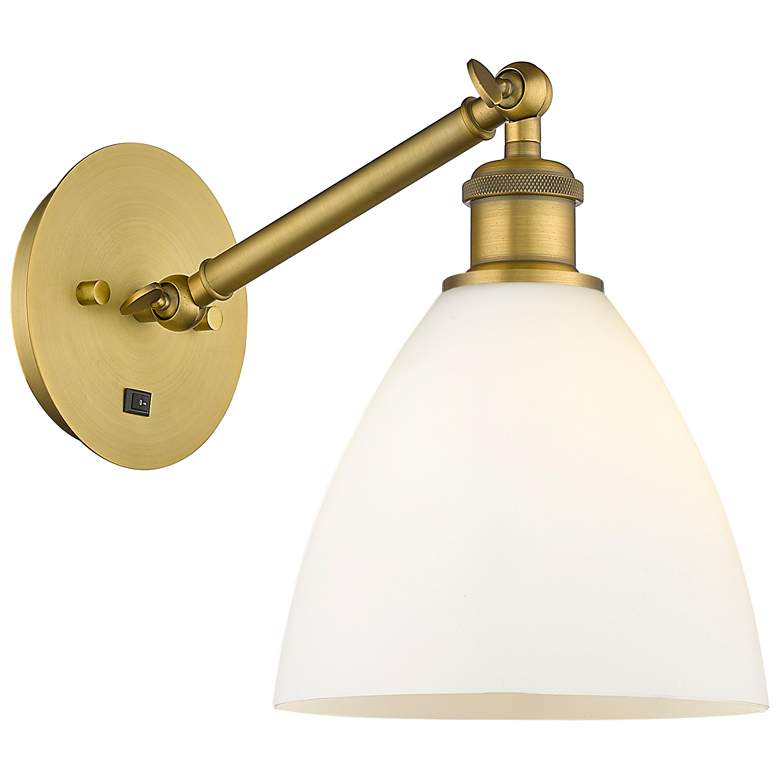 Image 1 Ballston Bristol Glass 8" LED Sconce - Brass Finish - Matte White Shad