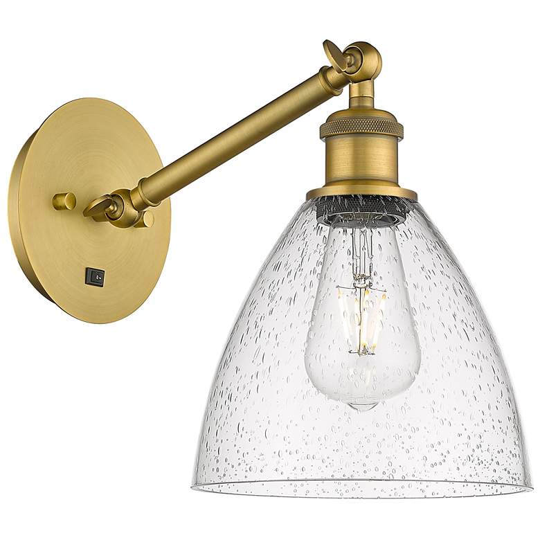 Image 1 Ballston Bristol Glass 8" LED Sconce - Brass Finish - Seedy Shade