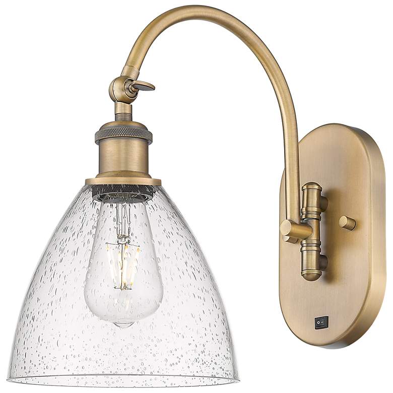Image 1 Ballston Bristol Glass 8" LED Sconce - Brass Finish - Seedy Shade