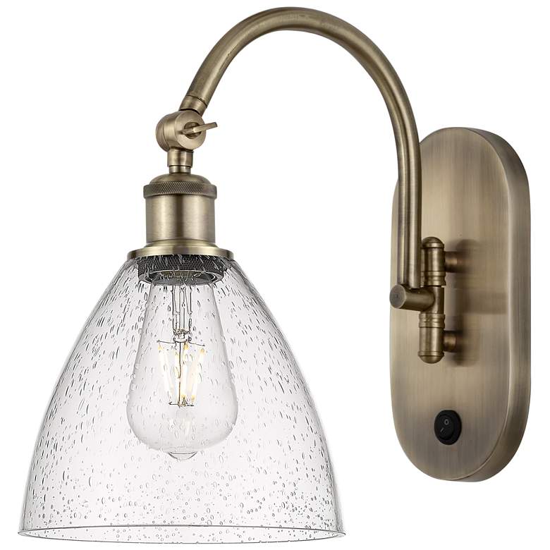 Image 1 Ballston Bristol Glass 8" LED Sconce - Brass Finish - Seedy Shade