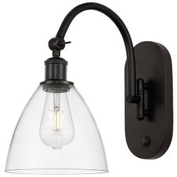 Ballston Bristol Glass 8" LED Sconce - Bronze Finish - Clear Shade