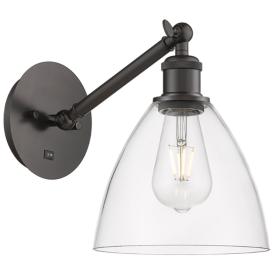 Ballston Bristol Glass 8" LED Sconce - Bronze Finish - Clear Shade Ballston Bristol Glass 8" LED Sconce - Bronze Finish - Clear Shade