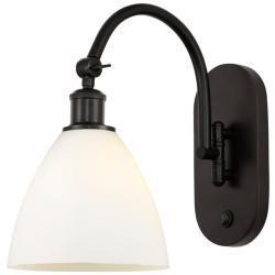 Ballston Bristol Glass 8" LED Sconce - Bronze Finish - Matte White Sha