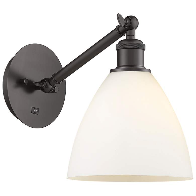 Image 1 Ballston Bristol Glass 8" LED Sconce - Bronze Finish - Matte White Sha
