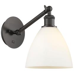 Ballston Bristol Glass 8" LED Sconce - Bronze Finish - Matte White Sha