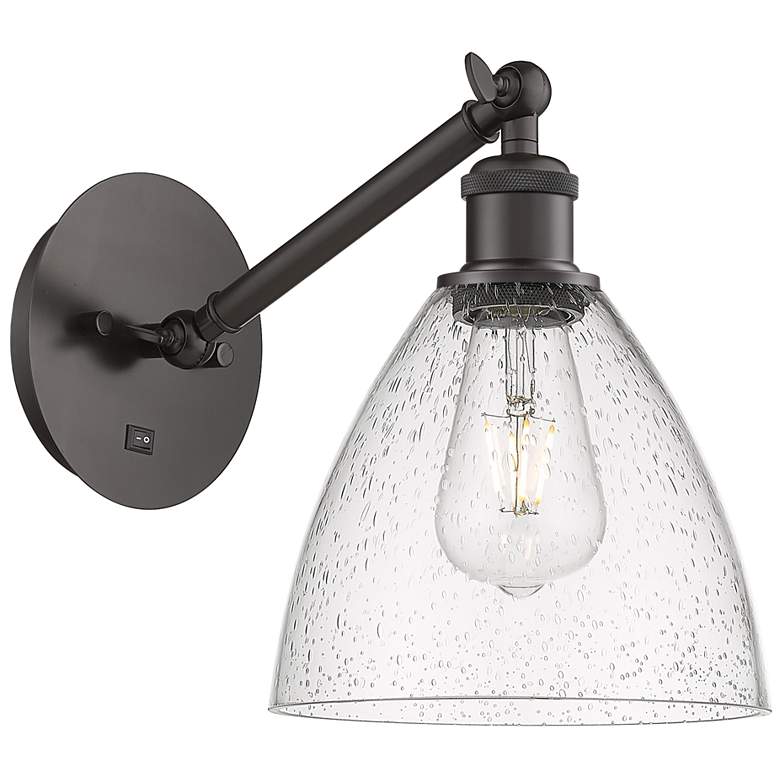 Image 1 Ballston Bristol Glass 8" LED Sconce - Bronze Finish - Seedy Shade