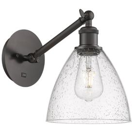 Ballston Bristol Glass 8" LED Sconce - Bronze Finish - Seedy Shade Ballston Bristol Glass 8" LED Sconce - Bronze Finish - Seedy Shade