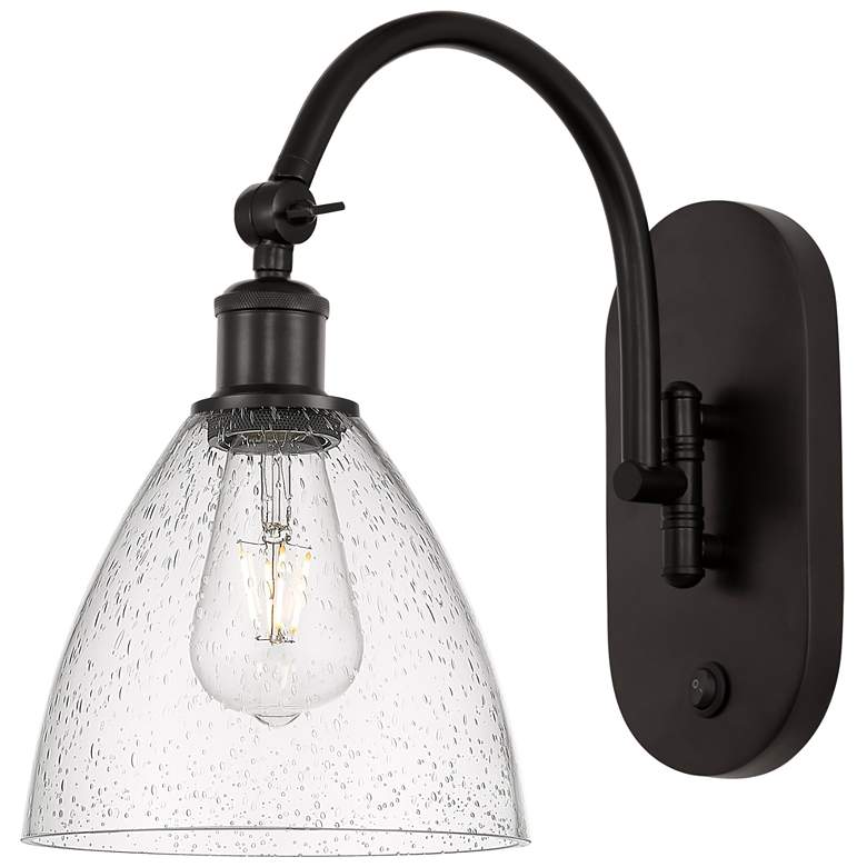 Image 1 Ballston Bristol Glass 8" LED Sconce - Bronze Finish - Seedy Shade